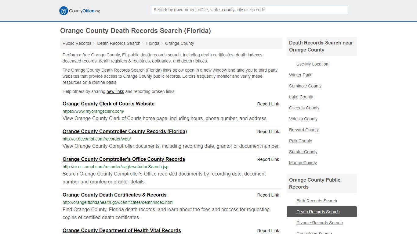 Death Records Search - Orange County, FL (Death ...
